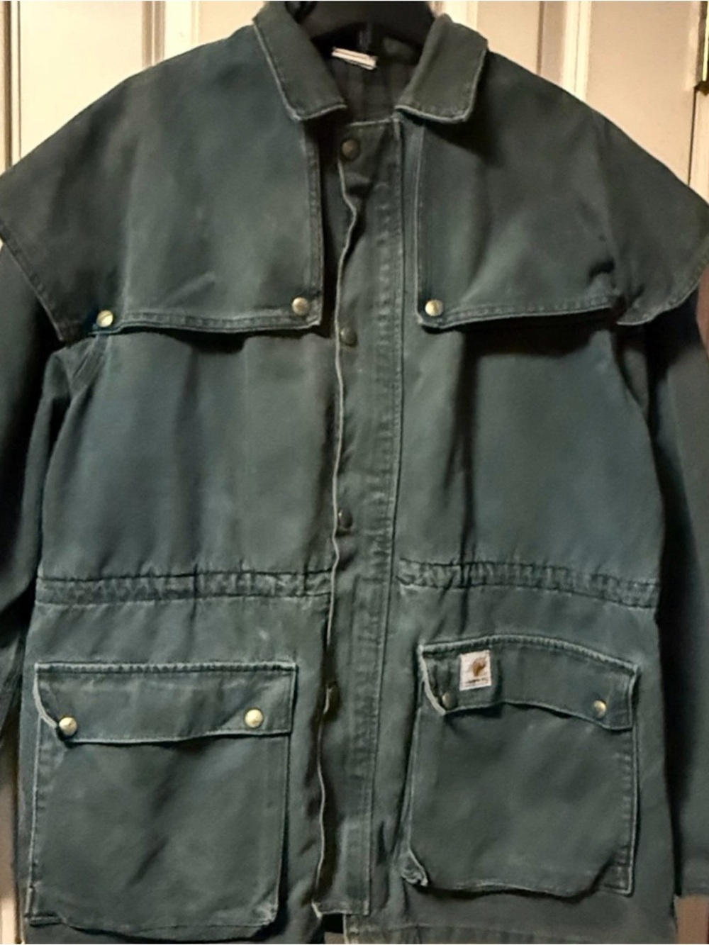 CARHARTT~Vintage~CW043 ~Men’s~Medium~Duck Shoulder Cape Chore Jacket Coat Green